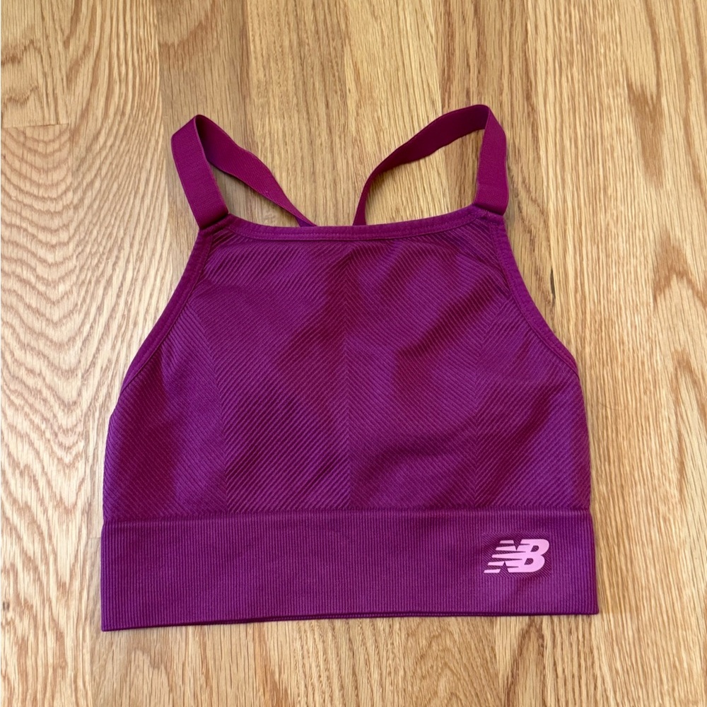 New Balance Purple Sports Bra with Racerback Design